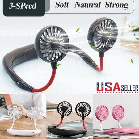 Portable Dual Cooling Fans USB Rechargeable Neckband Mini Table Fan Air Cooler